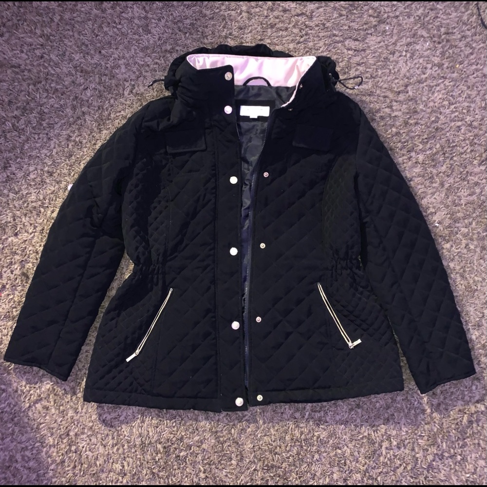 Black, Diamond Pattern, Light Spring Coat - image 1